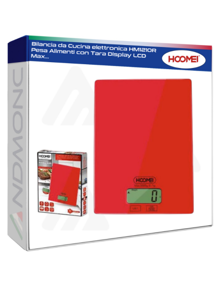 Bilancia da Cucina elettronica HM1210R Pesa Alimenti con Tara Display LCD Max...