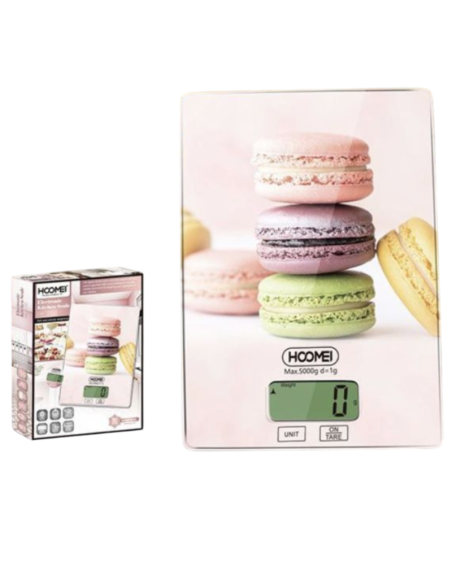 Bilancia Elettronica Vetro Temperato Fantasia Fino a 5Kg Cucina Hoomei Hm-1210D