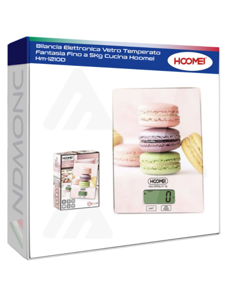 Bilancia Elettronica Vetro Temperato Fantasia Fino a 5Kg Cucina Hoomei Hm-1210D
