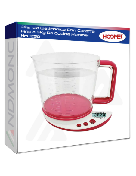 Bilancia Elettronica Con Caraffa Fino a 5Kg Da Cucina Hoomei Hm-1250