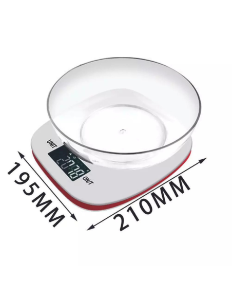 Bilancia Elettronica da Cucina con Ciotola Removibile Display LCD Max 5Kg HM1235