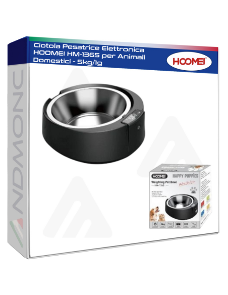 Ciotola Pesatrice Elettronica HOOMEI HM-1365 per Animali Domestici - 5kg/1g