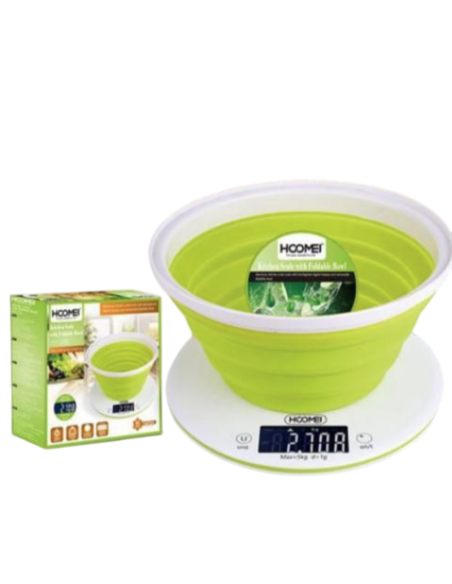 Bilancia Cucina Elettronica Hoomei HM-1230 5kg 1g Ciotola Pieghevole LCD Ampio