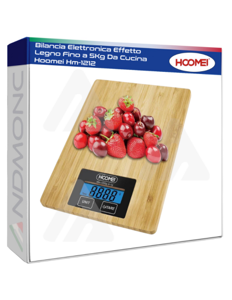 Bilancia Elettronica Effetto Legno Fino a 5Kg Da Cucina Hoomei Hm-1212