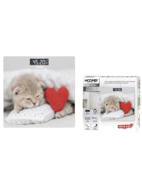 Bilancia Pesapersone Elettronica Hoomei HM-1528A 180kg LCD Ampio Vetro Temperato