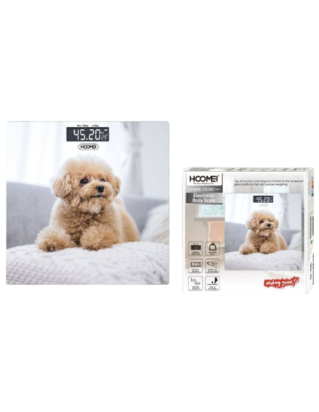 Bilancia Pesapersone Elettronica Hoomei HM-1528C 180kg LCD Ampio Vetro Temperato