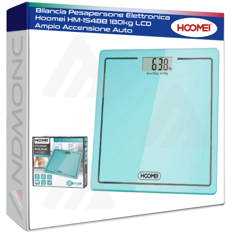 Bilancia Pesapersone Elettronica Hoomei HM-1548B 180kg LCD Ampio Accensione Auto