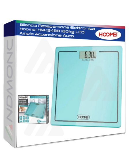 Bilancia Pesapersone Elettronica Hoomei HM-1548B 180kg LCD Ampio Accensione Auto