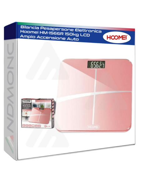 Bilancia Pesapersone Elettronica Hoomei HM-1566R 150kg LCD Ampio Accensione Auto