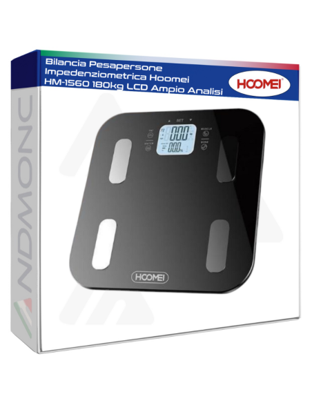 Bilancia Pesapersone Impedenziometrica Hoomei HM-1560 180kg LCD Ampio Analisi