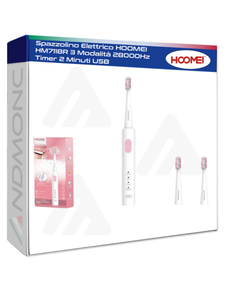 Spazzolino Elettrico HOOMEI HM7118R 3 Modalità 28000Hz Timer 2 Minuti USB