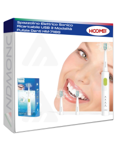 Spazzolino Elettrico Sonico Ricaricabile USB 3 Modalità...