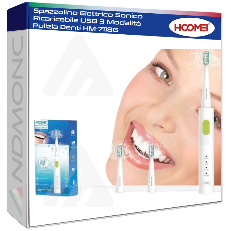 Spazzolino Elettrico Sonico Ricaricabile USB 3...