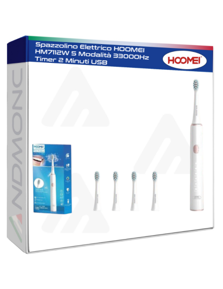 Spazzolino Elettrico HOOMEI HM7112W 5 Modalità 33000Hz Timer 2 Minuti USB