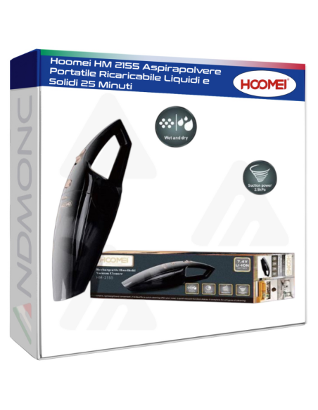 Hoomei HM 2155 Aspirapolvere Portatile Ricaricabile Liquidi e Solidi 25 Minuti