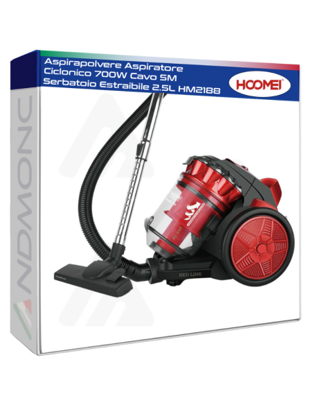 Aspirapolvere Aspiratore Ciclonico 700W Cavo 5M Serbatoio Estraibile 2.5L HM2188