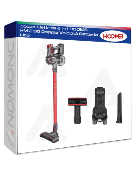 Scopa Elettrica 2 in 1 HOOMEI HM-2190 Doppia Velocità Batteria Litio