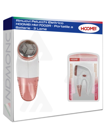Rimuovi Pelucchi Elettrico HOOMEI HM-7002R - Portatile a Batterie - 3 Lame