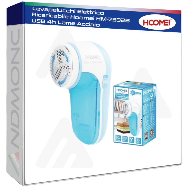Levapelucchi Elettrico Ricaricabile Hoomei HM-7332B USB 4h Lame Acciaio