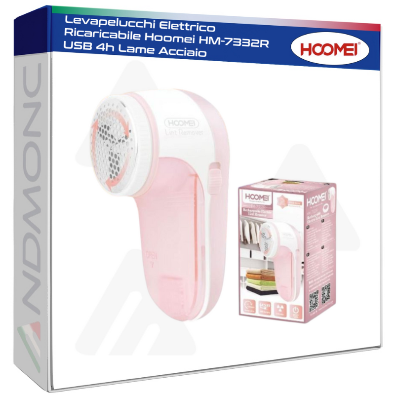 Levapelucchi Elettrico Ricaricabile Hoomei HM-7332R USB 4h Lame Acciaio