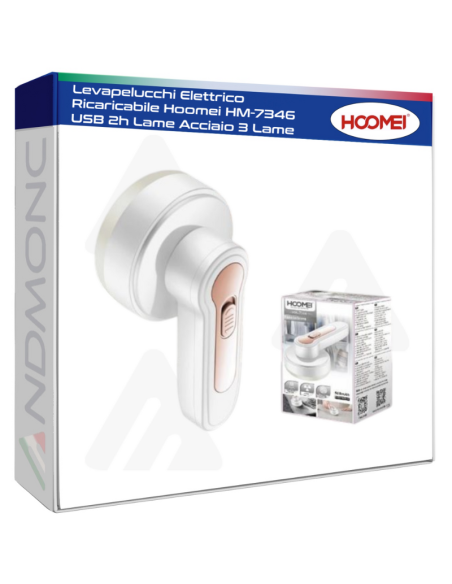 Levapelucchi Elettrico Ricaricabile Hoomei HM-7346 USB 2h Lame Acciaio 3 Lame