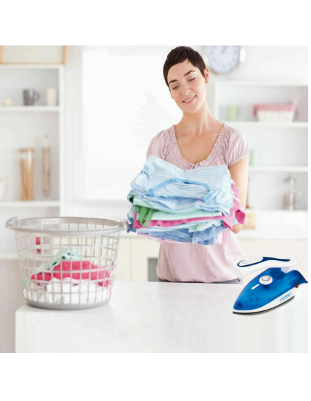 Ferro Da Stiro Mini 800w Manico Pieghevole Vapore Secco Portatile Da Viaggio BLU
