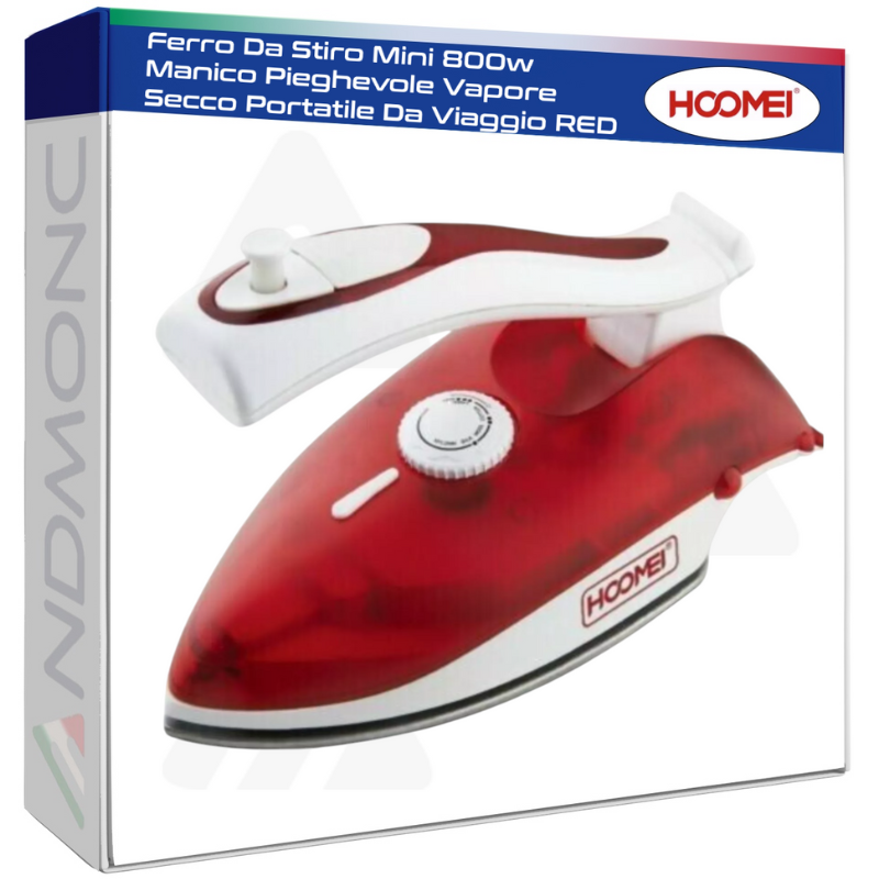 Ferro Da Stiro Mini 800w Manico Pieghevole Vapore Secco Portatile Da Viaggio RED