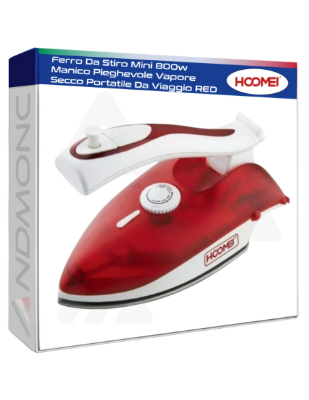 Ferro Da Stiro Mini 800w Manico Pieghevole Vapore Secco Portatile Da Viaggio RED