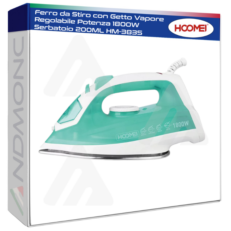 Ferro da Stiro con Getto Vapore Regolabile Potenza 1800W Serbatoio 200ML HM-3835