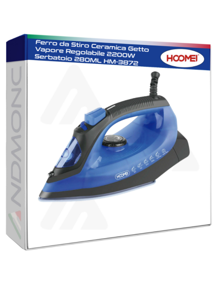 Ferro da Stiro Ceramica Getto Vapore Regolabile 2200W Serbatoio 280ML HM-3872