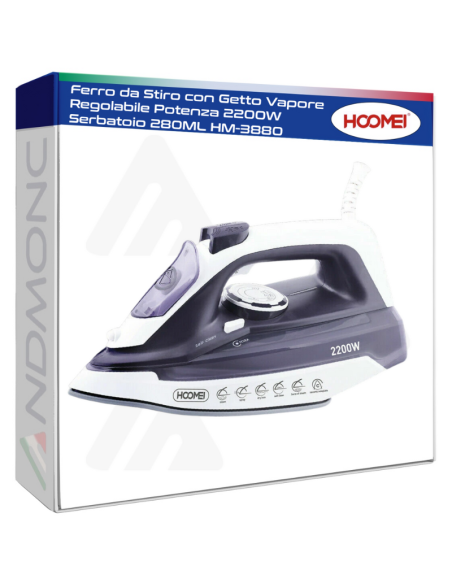 Ferro da Stiro con Getto Vapore Regolabile Potenza 2200W Serbatoio 280ML HM-3880