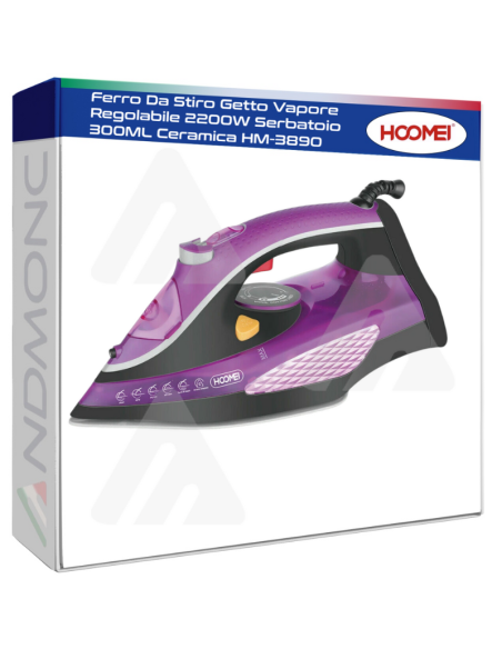 Ferro Da Stiro Getto Vapore Regolabile 2200W Serbatoio 300ML Ceramica HM-3890