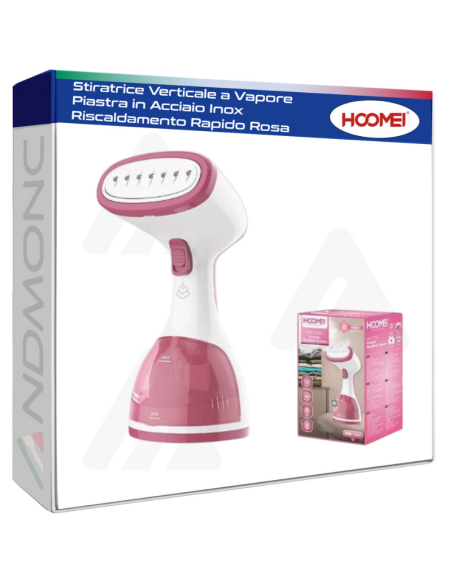 Stiratrice Verticale a Vapore Piastra in Acciaio Inox Riscaldamento Rapido Rosa