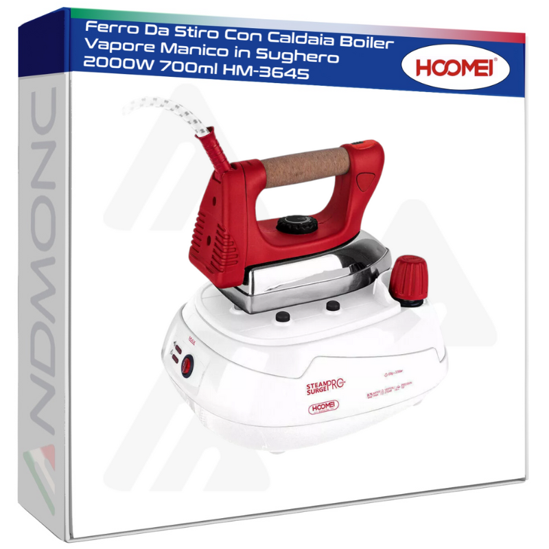 Ferro Da Stiro Con Caldaia Boiler Vapore Manico in Sughero 2000W 700ml HM-3645