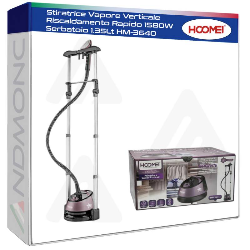 Stiratrice Vapore Verticale Riscaldamento Rapido 1580W Serbatoio 1.35Lt HM-3640
