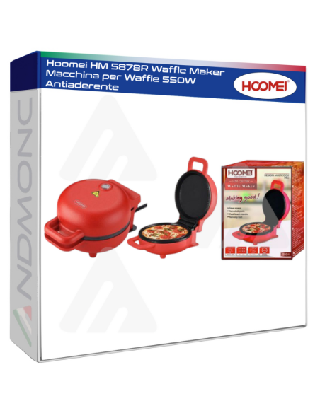 Hoomei HM 5878R Waffle Maker Macchina per Waffle 550W Antiaderente