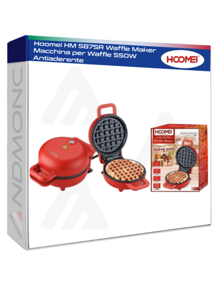 Hoomei HM 5875R Waffle Maker Macchina per Waffle 550W Antiaderente