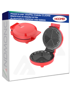 Piastra per Waffle Cialde CUORE Elettrica Antiaderente...
