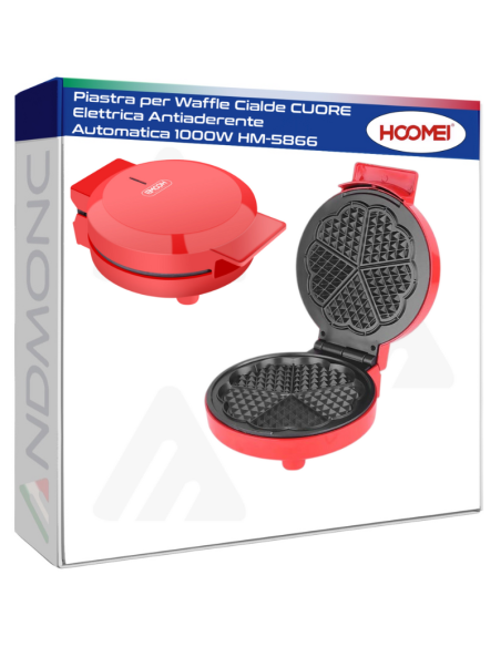 Piastra per Waffle Cialde CUORE Elettrica Antiaderente Automatica 1000W HM-5866