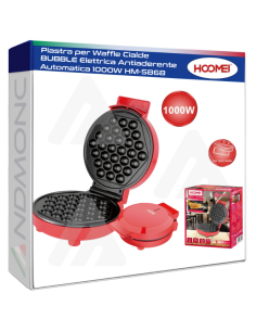 Piastra per Waffle Cialde BUBBLE Elettrica Antiaderente...