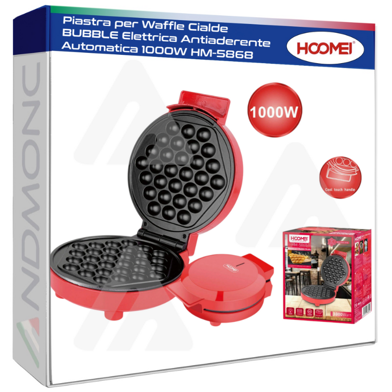 Piastra per Waffle Cialde BUBBLE Elettrica Antiaderente Automatica 1000W HM-5868