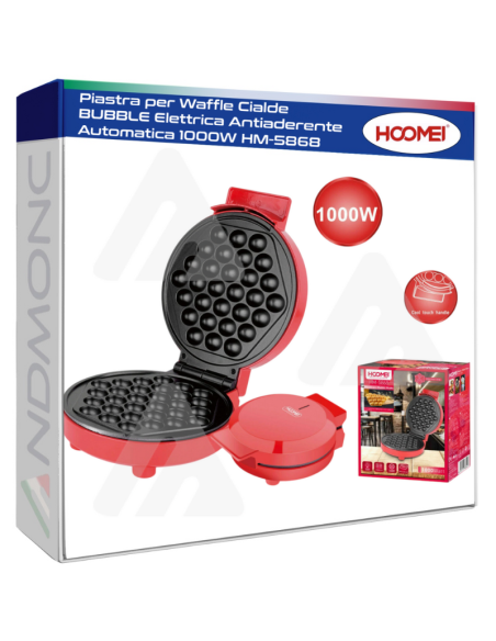 Piastra per Waffle Cialde BUBBLE Elettrica Antiaderente Automatica 1000W HM-5868