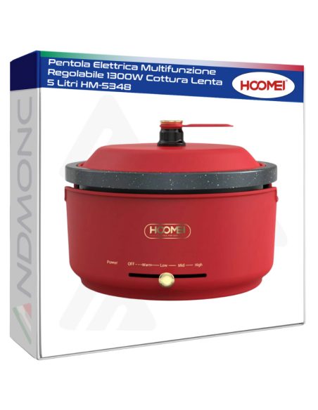 Pentola Elettrica Multifunzione Regolabile 1300W Cottura Lenta 5 Litri HM-5348