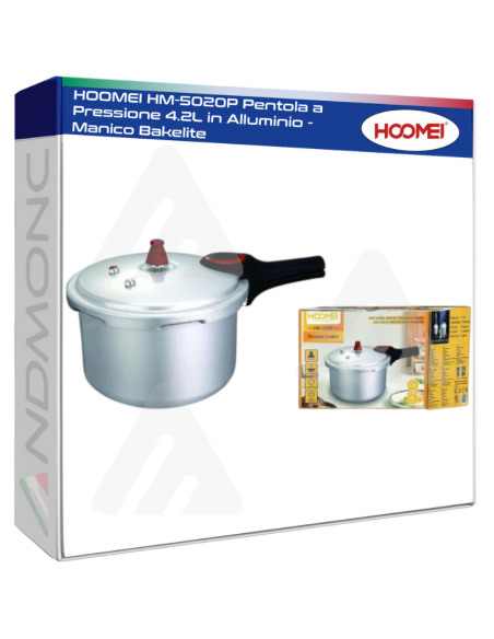 HOOMEI HM-5020P Pentola a Pressione 4.2L in Alluminio - Manico Bakelite
