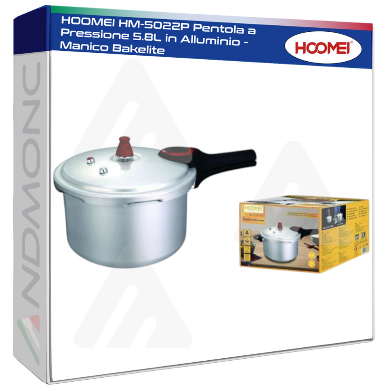 HOOMEI HM-5022P Pentola a Pressione 5.8L in Alluminio - Manico Bakelite