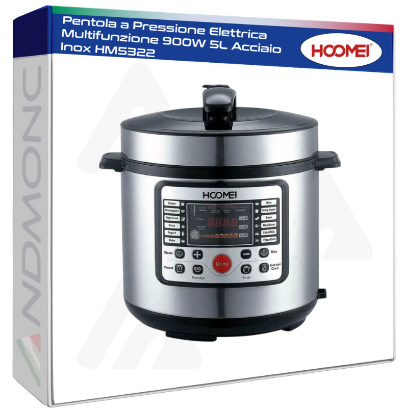 Pentola a Pressione Elettrica Multifunzione 900W 5L Acciaio Inox HM5322