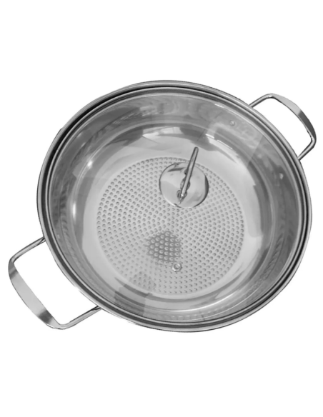 Pentola da Cucina Induzione in Acciaio Inox Hot Pot Coperchio in Vetro HM-5302