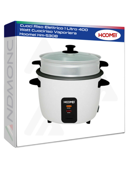 Cuoci Riso Elettrico 1 Litro 400 Watt Cuociriso Vaporiera Hoomei Hm-5308