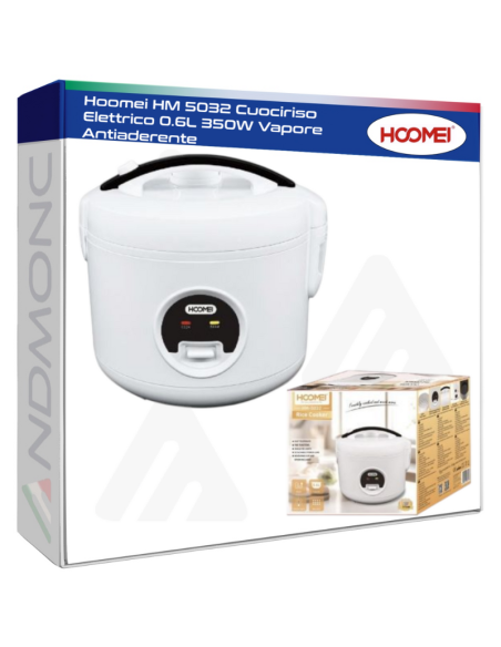 Hoomei HM 5032 Cuociriso Elettrico 0.6L 350W Vapore Antiaderente