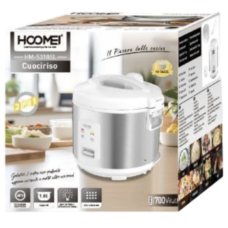 Hoomei HM 5318SL Cuociriso Elettrico 1.8L 700W...